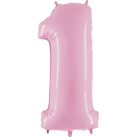 40" (34" Inflated) Megaloon Foil Shape Number 1 Baby Pink Balloon