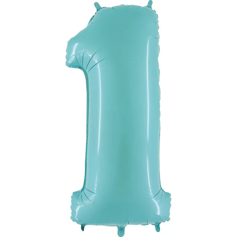 40" (34" Inflated) Megaloon Foil Shape Number 1 (Metallic) Baby Blue Balloon