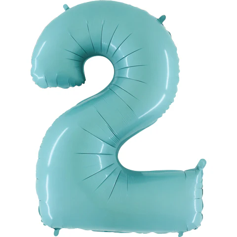 40" (34" Inflated) Megaloon Foil Shape Number 2 Baby Blue Balloon