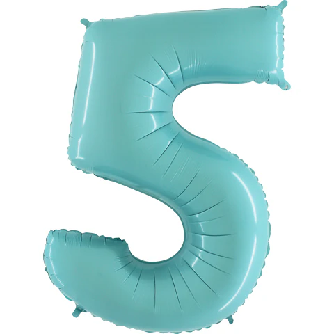 40" (34" Inflated) Megaloon Foil Shape Number 5 Baby Blue Balloon