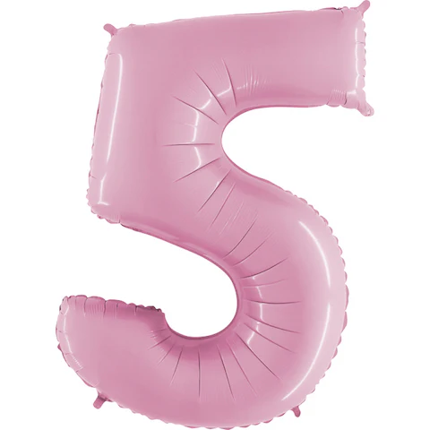 40" (34" Inflated) Megaloon Foil Shape Number 5 Baby Pink Balloon