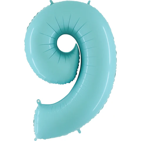 40" (34" Inflated) Megaloon Foil Shape Number 9 Baby Blue Balloon