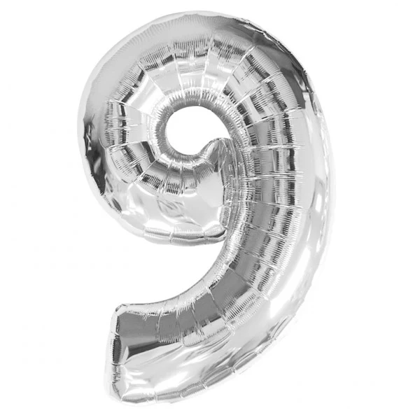 40" (34" Inflated) Megaloon Large Number Balloon 9 Silver