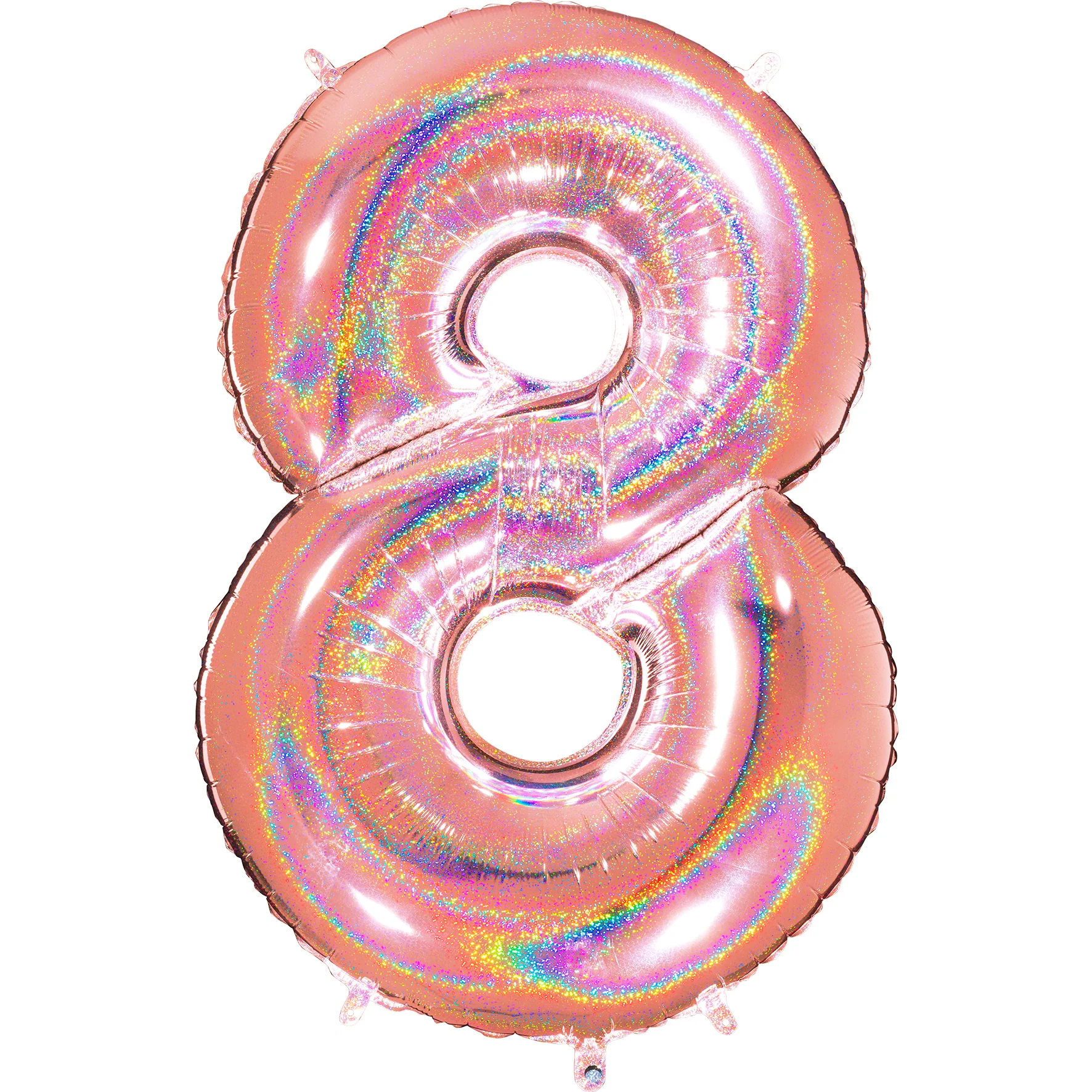 40" (34" Inflated) Number "8" Rose Gold Glitter Holographic Balloons