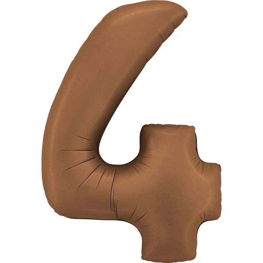 40" (34" Inflated) Number "4" Satin Chocolate Brown Foil Balloons