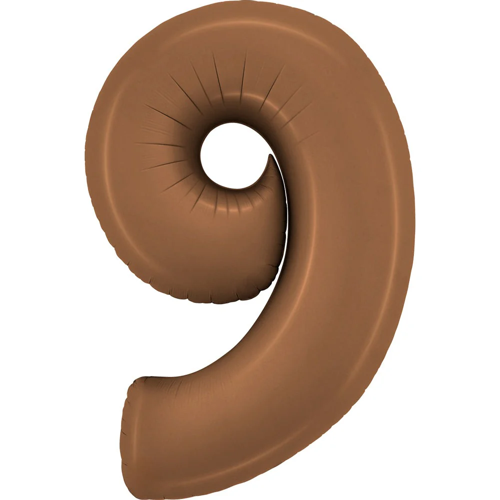 40" (34" Inflated) Number "9" Satin Chocolate Brown Foil Balloons