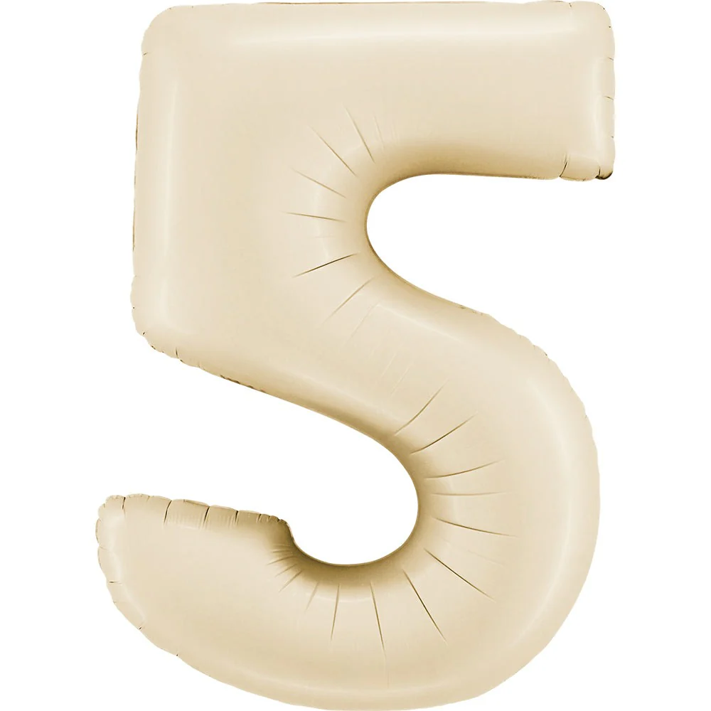 40" (34" Inflated) Number "5" Satin Cream Foil Balloons