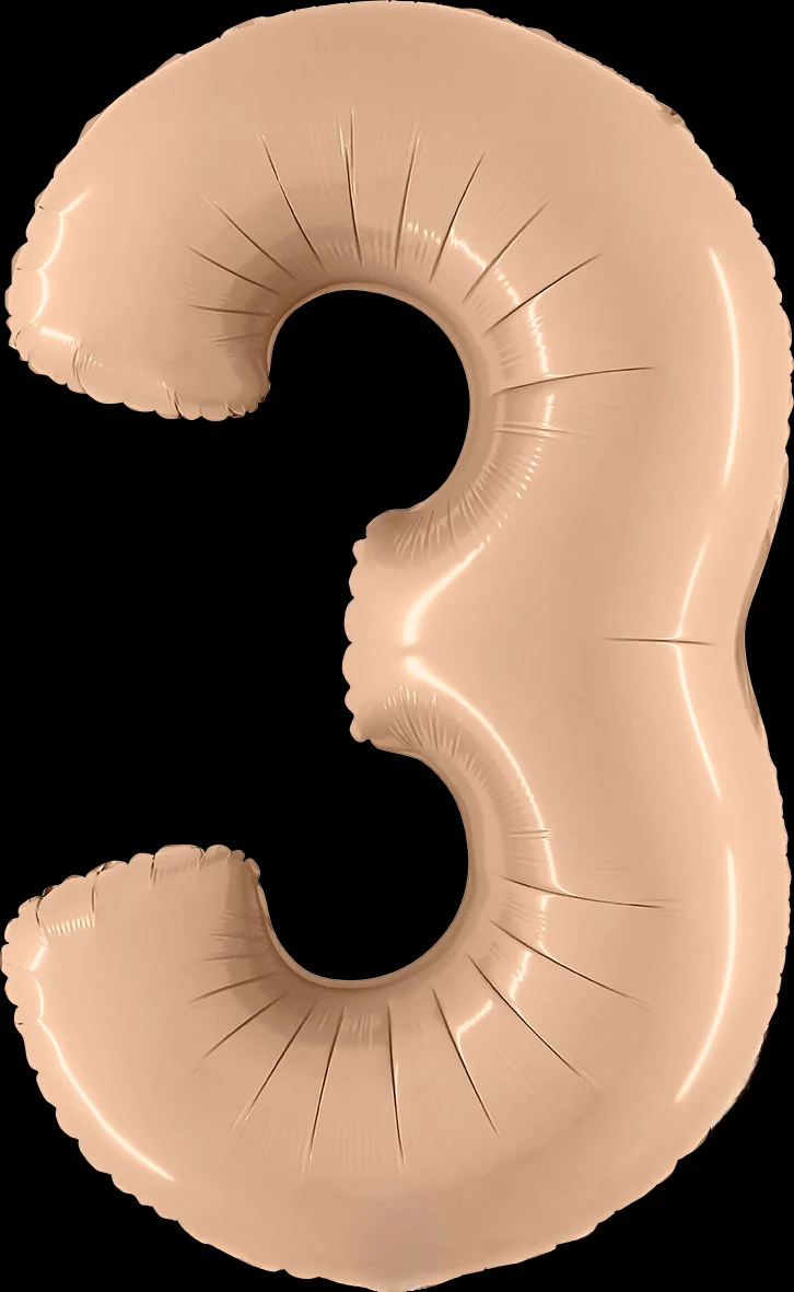 40" (34" Inflated) Number "3" Satin Nude Foil Balloons