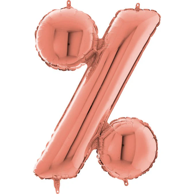 40" (34" Inflated) Symbol Percentage Rose Gold Foil Balloon