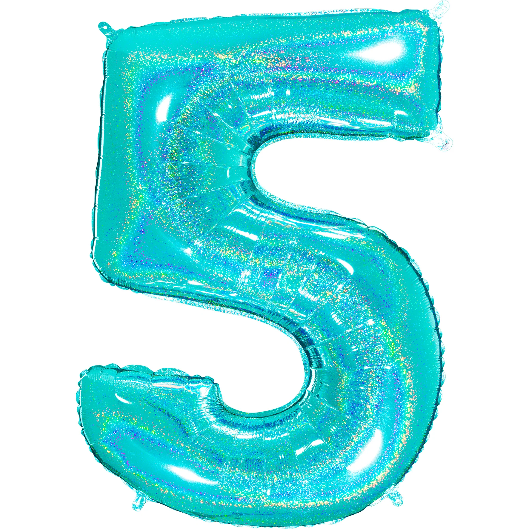40" (34" Inflated) Number "5" Tiffany Glitter Holographic Balloons