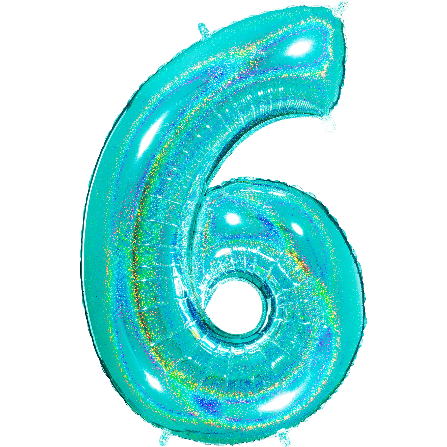 40" (34" Inflated) Number "6" Tiffany Glitter Holographic Balloons