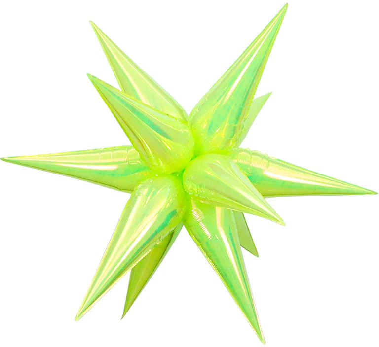 40" Airfill Decor Only Pearl Lustrous Iridescent Green Starburst (12 Piece Kit) Balloon