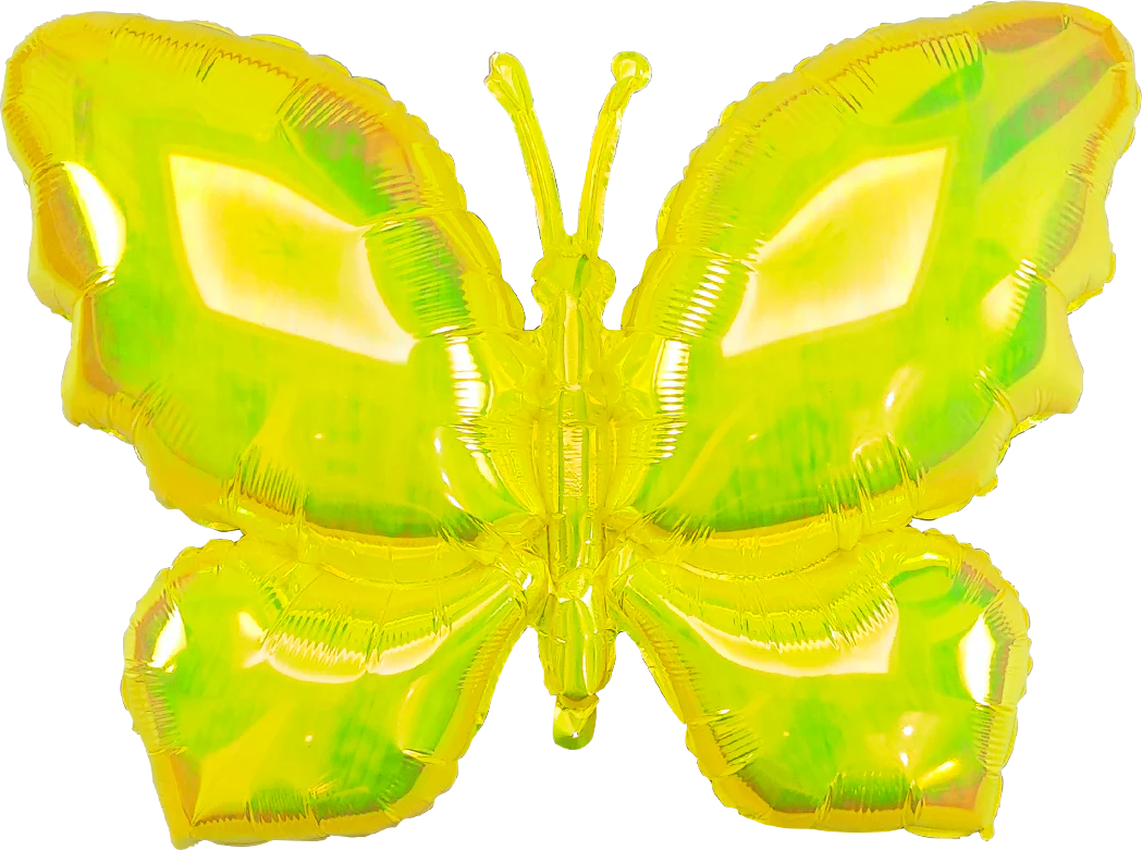 40" Airfill Only Iridescent Yellow Butterfly Balloon