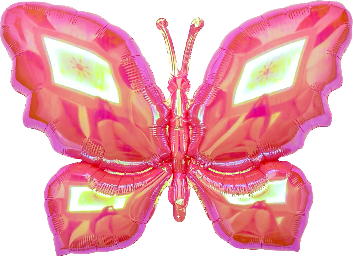 40" Airfill Only Iridescent Pink Butterfly Balloon Foil Balloon