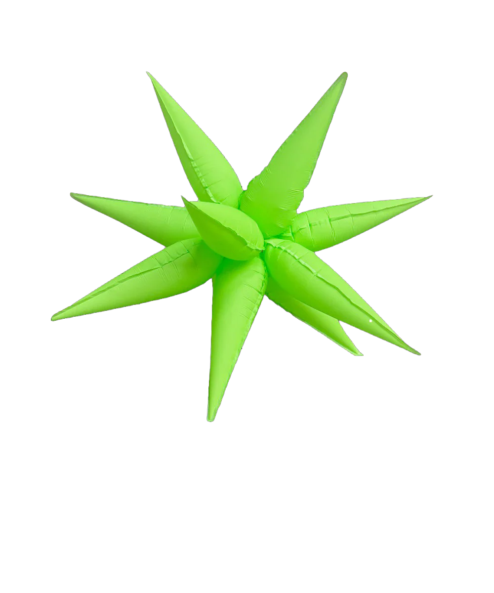 40" Airfill Only Neon Green Deco Starburst (12 Piece Kit) Balloon