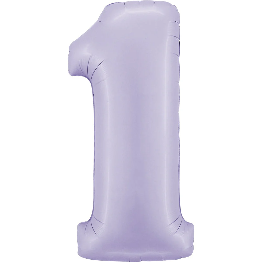 40" (34" Inflated) Number 1 Satin Lilac Foil Balloon