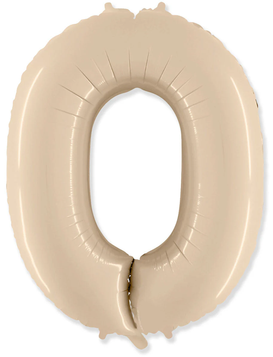 32" Inflated (40" Uninflated Approx) Satin Cream Number "0" Foil Balloon Flexmetal