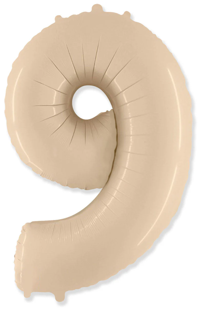 32" Inflated (40" Uninflated Approx) Satin Cream Number "9" Foil Balloon Flexmetal