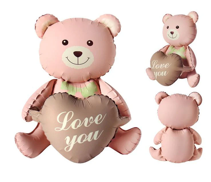 41" Airfill Only Matte Sitting Love You Pink Bear with Brown Heart