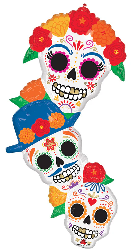 41" SuperShape Day of the Dead Bright Flores Foil Balloon