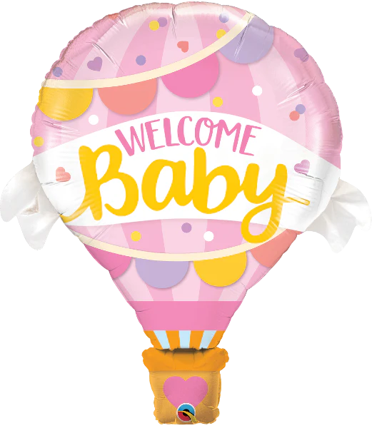 42" Welcome Baby Hot Air Pink Balloon Foil Balloon