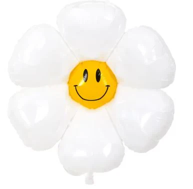 42" Airfill Only Smiling White and Yellow Daisy Flower Balloon