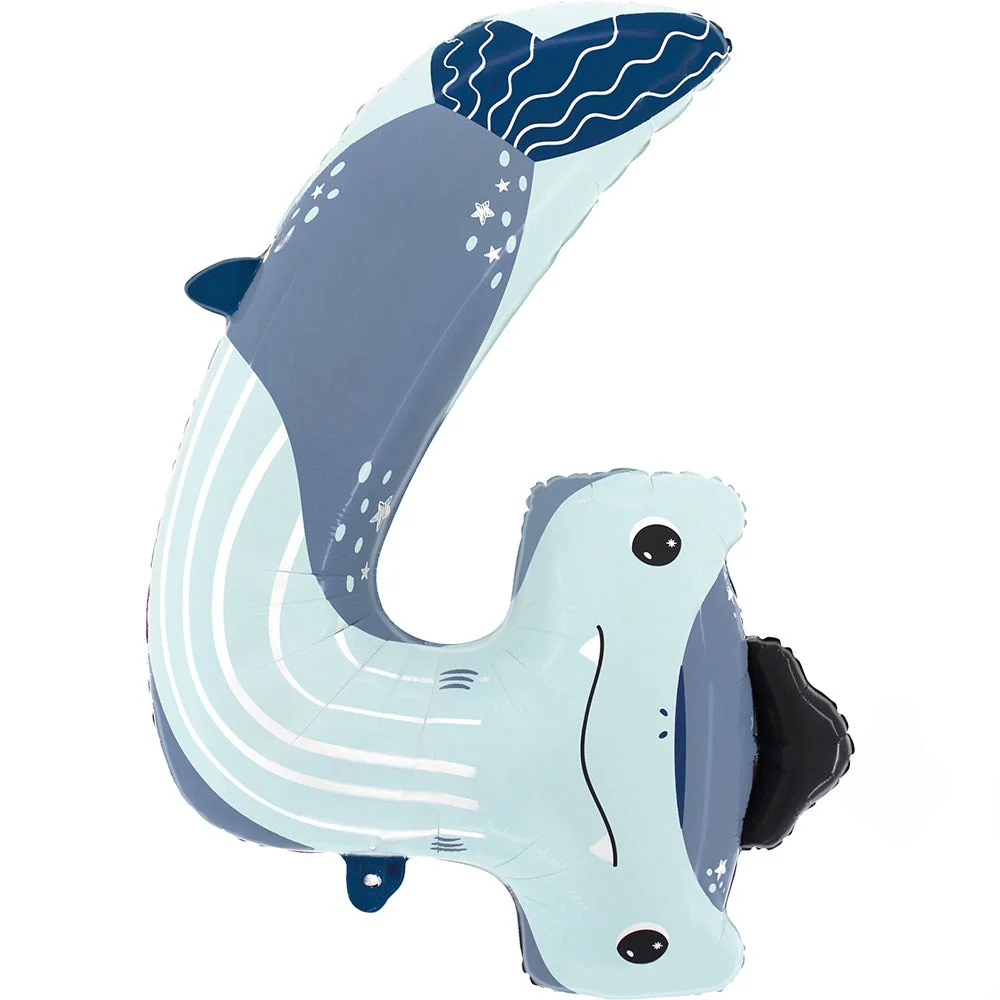 43" The Puppyloons Number 4 Shark Foil Balloon