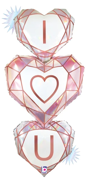 48" Jumbo Balloon Holographic Opal Love You Gem Foil Balloon