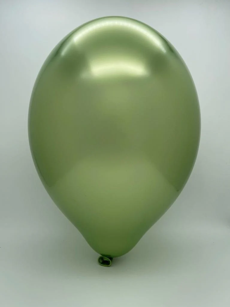 5" Cattex Titanium (Chrome/Mirror) Lime Green Latex Balloons (100 Per Bag) - Image 2