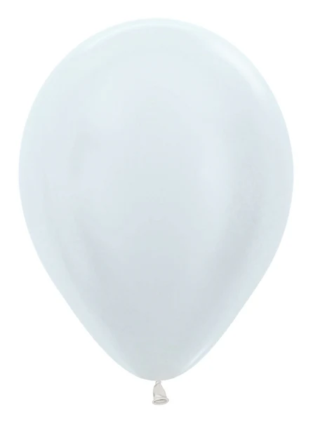 5" Latex Balloons (100 Per Bag) Metallic/Pearl White Sempertex/Betallatex