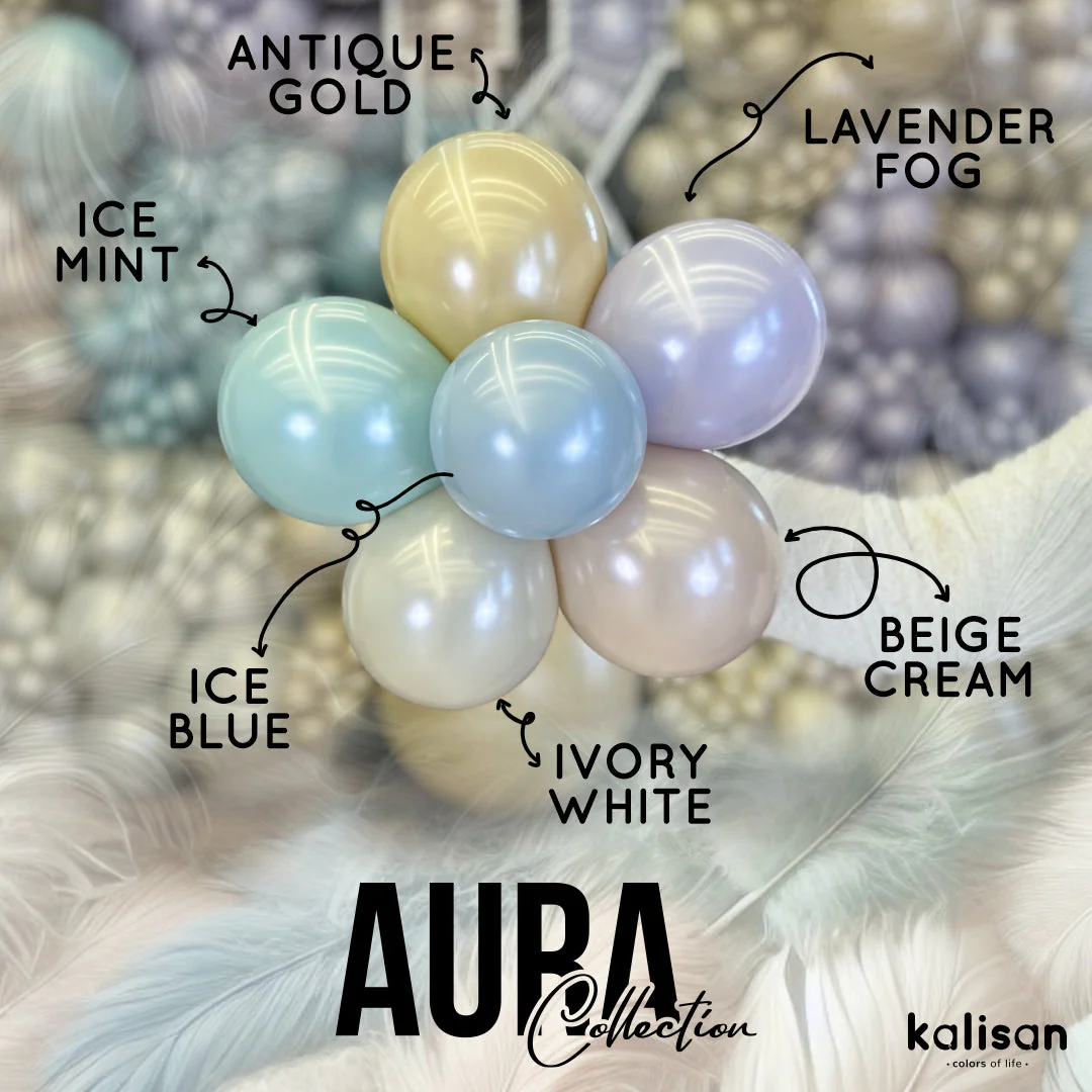 5" Kalisan Brand Latex Balloons Aura Ivory White (50 Per Bag) - Image 9