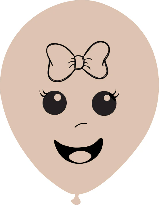 5" Latex Balloons Single Sided (25 Per Bag) Baby Face Print 01 Decomex Skin Blush