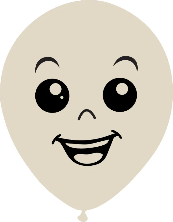 5" Latex Balloons Single Sided (25 Per Bag) Face Print 01 Decomex Sand