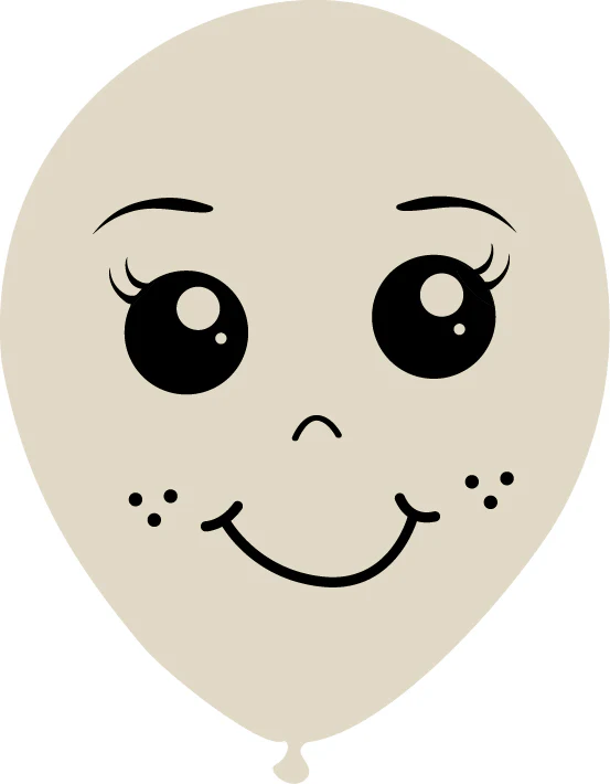 5" Latex Balloons Single Sided (25 Per Bag) Face Print 02 Decomex Sand