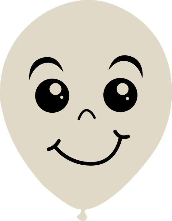 5" Latex Balloons Single Sided (25 Per Bag) Face Print 03 Decomex Sand