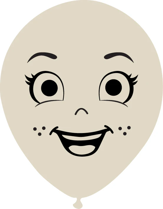 5" Latex Balloons Single Sided (25 Per Bag) Face Print 05 Decomex Sand