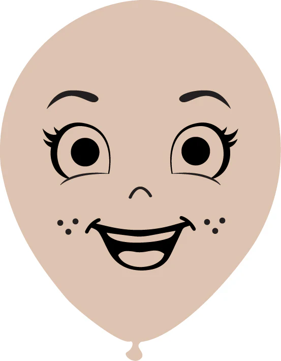 5" Latex Balloons Single Sided (25 Per Bag) Face Print 05 Decomex Skin Blush