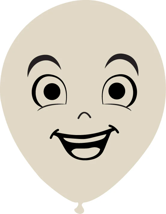 5" Latex Balloons Single Sided (25 Per Bag) Face Print 06 Decomex Sand