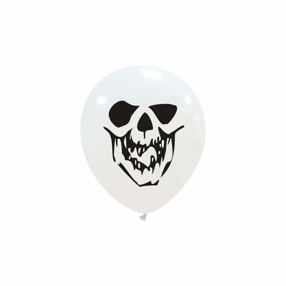 5" Skeleton Face 1 sided (100 Per Bag) Cattex Brand Printed Latex Balloons