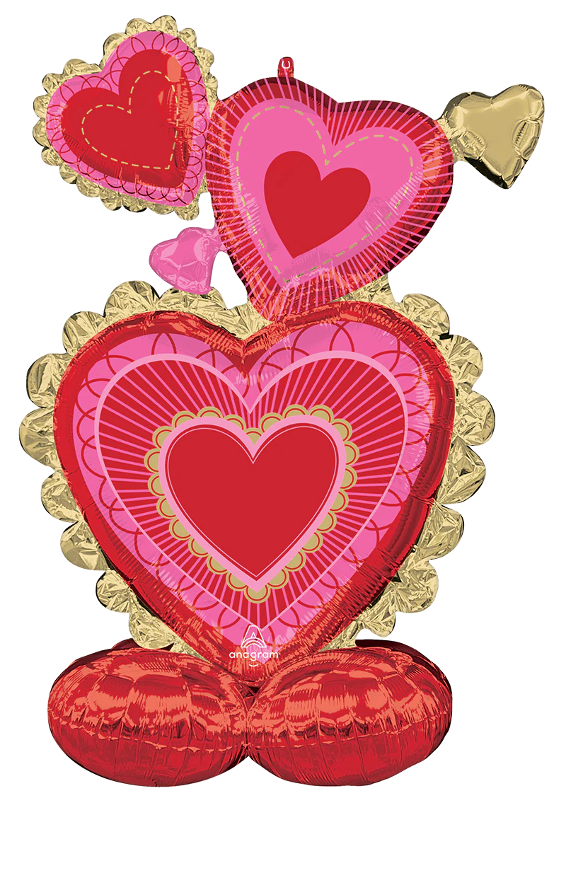 50" Airfill Only Consumer Inflatable AirLoonz Large Valentine Scalloped Sweethearts Foil Balloon
