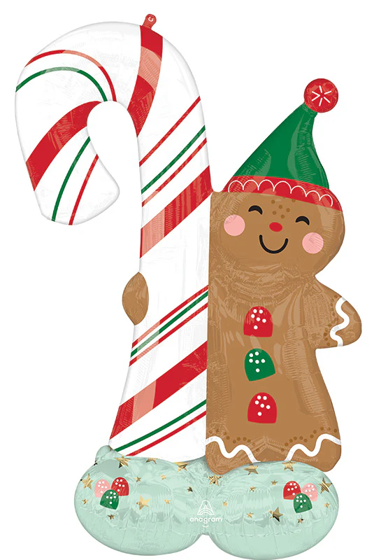 51" Consumer Inflatable AirLoonz Large Merry Christmints Gingerbread Man Foil Balloon
