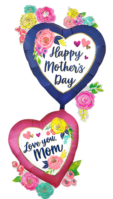 52" Giant Multi-Balloon Mom Satin Watercolor Floral Foil Balloon