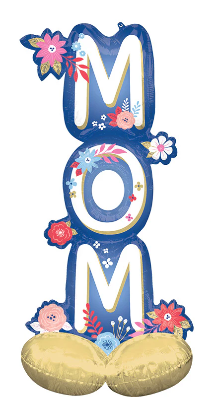 53" Airloonz Consumer Inflatable Artful Florals MOM Foil Balloon