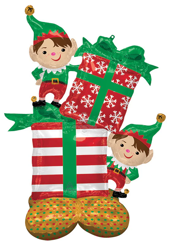 53" Airloonz Consumer Inflatable Christmas Elves Foil Balloon