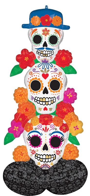 53" Consumer Inflatable AirLoonz Large Day of the Dead Bright Flores Foil Balloon