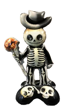 58" Standing Airfill Only Halloween Flower Skeleton Foil Balloon