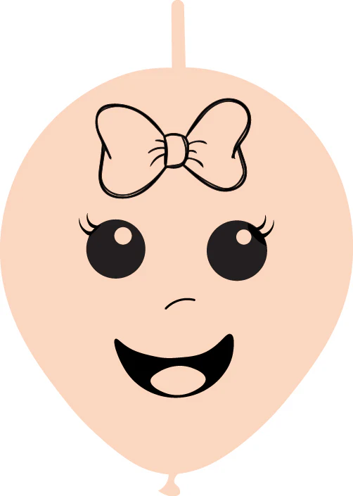 6" Linking Latex Balloons Single Sided (25 Per Bag) Baby Face Print 01 Decomex Pink Blush