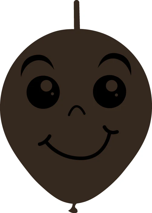 6" Linking Latex Balloons Single Sided (25 Per Bag) Face Print 03 Decomex Chocolate Brown