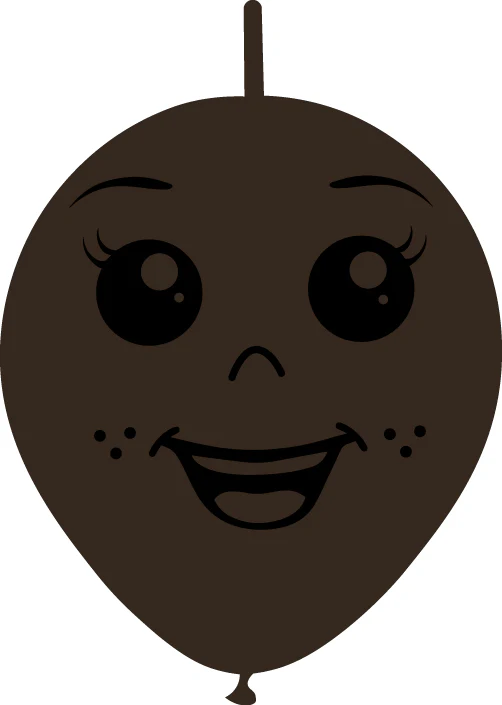 6" Linking Latex Balloons Single Sided (25 Per Bag) Face Print 04 Decomex Chocolate Brown
