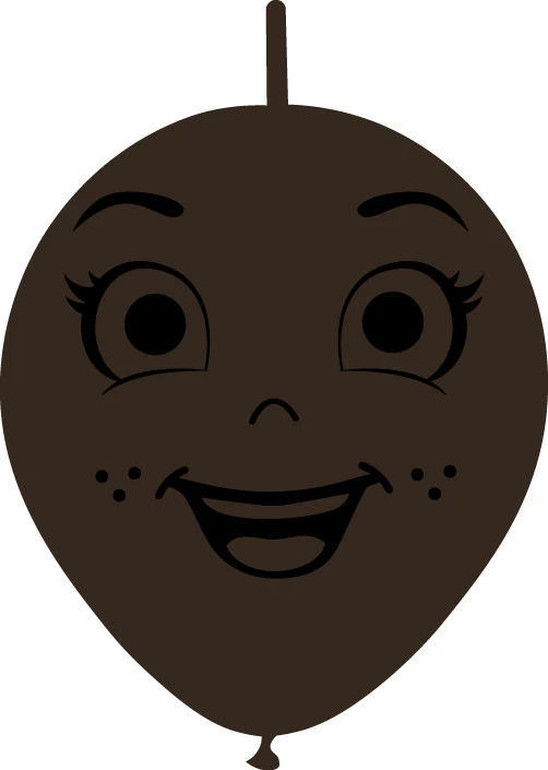 6" Linking Latex Balloons Single Sided (25 Per Bag) Face Print 05 Decomex Chocolate Brown